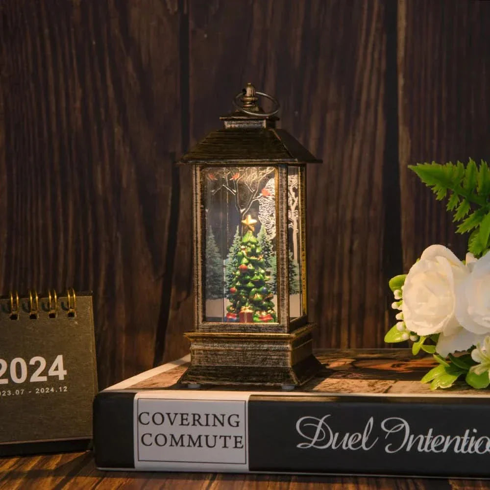 Luz Noturna Decorativa Natalina com Papai Noel e Boneco de Neve